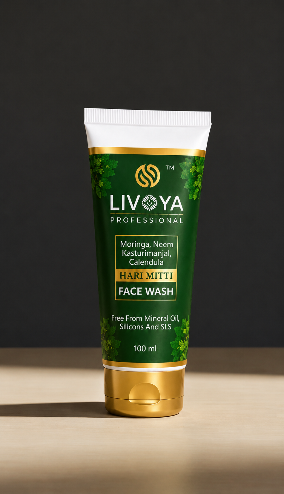LIVOYA Professional Hari Mitti Face Wash – Moringa, Neem, Kasturi Manjal & Calendula | 100 ml